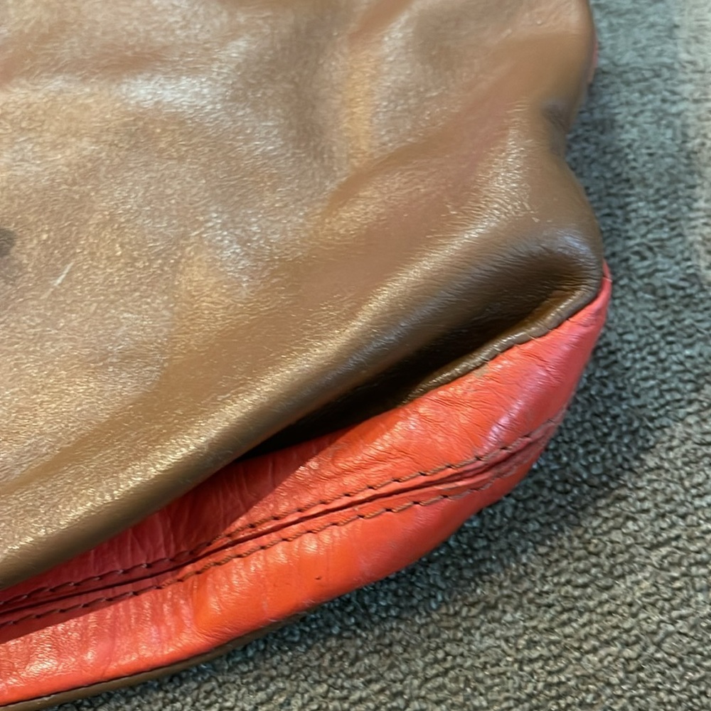 BODEN Genuine Leather Orange Brown Shoulder Handbag Purse (TD) - Picture 4 of 10